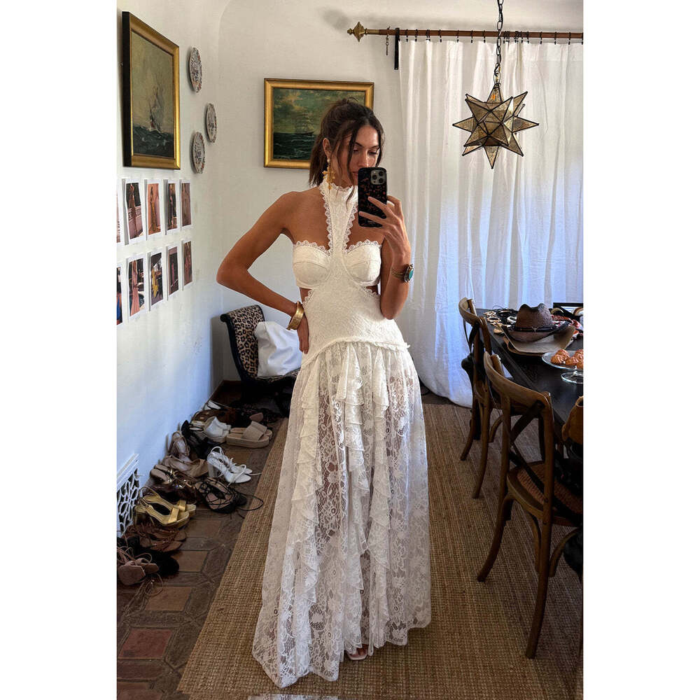 12th Tribe Princesa White Lace Drop Waist Maxi Dress Size XSXS - Picture 2 of 3